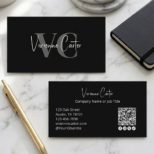 Tarjeta De Visita Simple Minimalista Moderno Profesional Negro Blanc