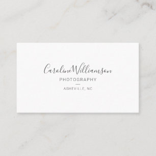 Tarjeta De Visita Simple Minimalista Moderno Script Negro Blanco QR