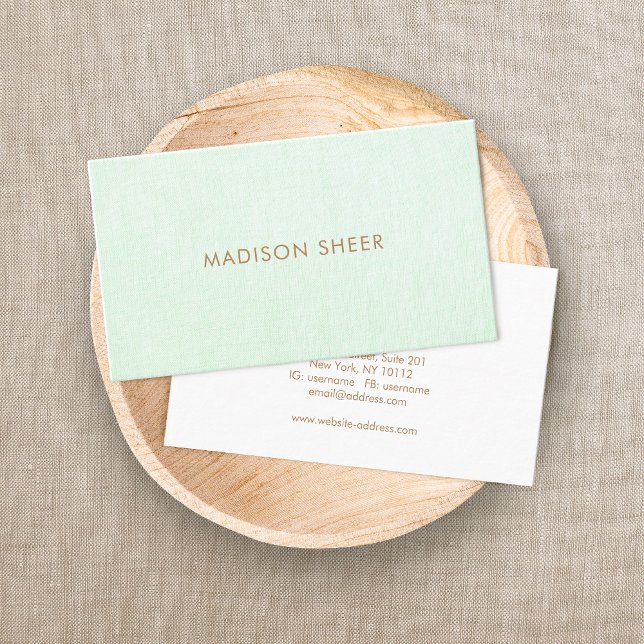 Tarjeta De Visita Simple Mint Green Profesional (Subido por el creador)