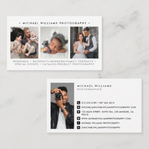 Tarjeta De Visita Simple Modern 4-Foto Fotógrafo Profesional
