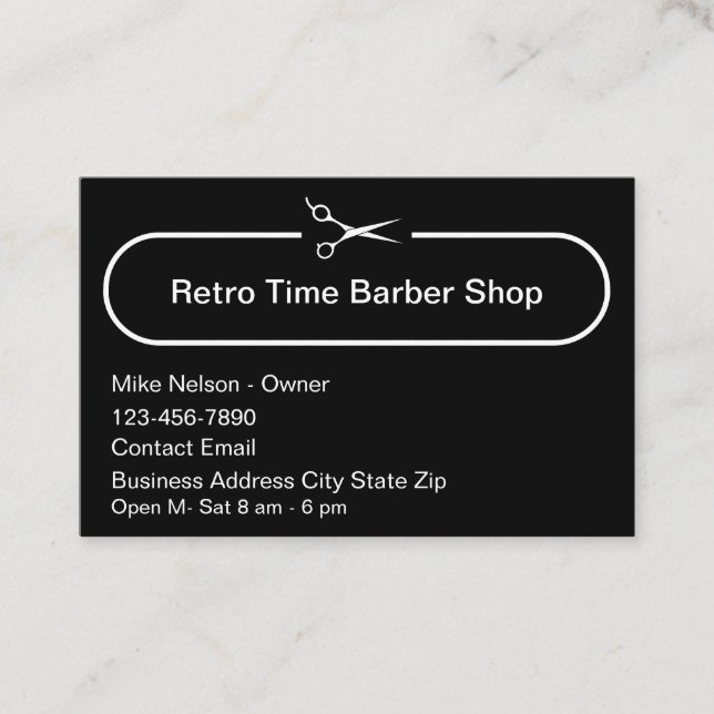 Tarjeta De Visita Simple Modern Barber Shop Business Cards  (Anverso)
