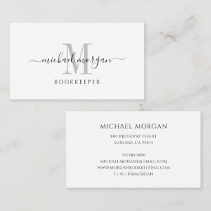Tarjeta De Visita Simple Modern Bookkeeper Script Business 