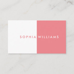 Tarjeta De Visita Simple Modern Coral y Blanco Profesional