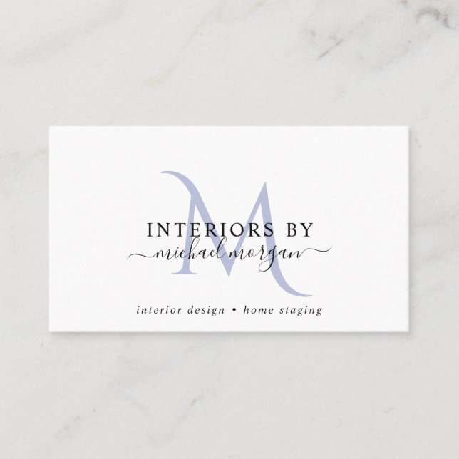 Tarjeta De Visita Simple Modern Interior Designer Script Business  (Anverso)