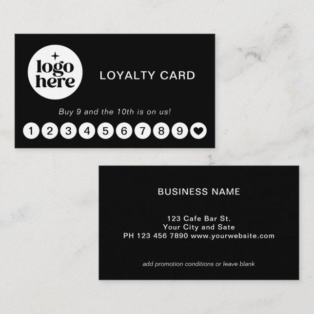 Tarjeta De Visita Simple Modern Logo Business Loyalty Card (Anverso / Reverso)