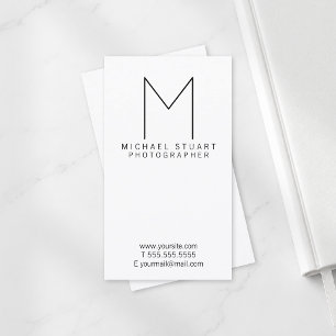 Tarjeta De Visita Simple Modern Minimalist Black and White Monogram