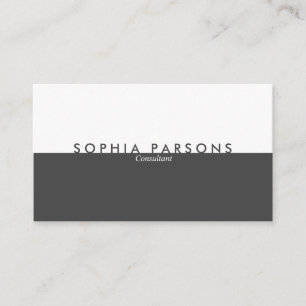 Tarjeta De Visita Simple Modern Pebble Gris y Blanco Profesional
