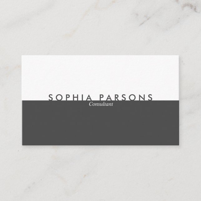 Tarjeta De Visita Simple Modern Pebble Gris y Blanco Profesional (Anverso)