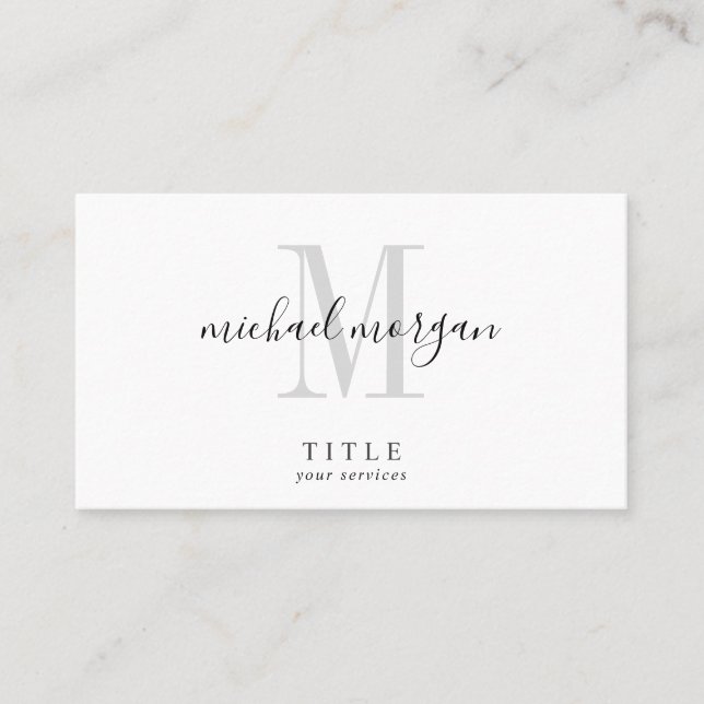 Tarjeta De Visita Simple Modern Script Monogram (Anverso)