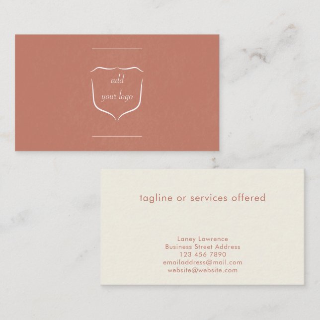 Tarjeta De Visita Simple Modern Terracotta Add Logo Professional (Anverso / Reverso)