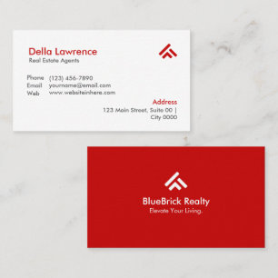 Tarjeta De Visita Simple Moderno Agente de Bienes Raíces Rojo Corred