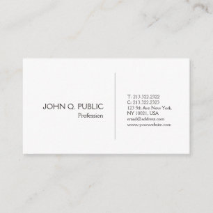 Tarjeta De Visita Simple moderno blanco elegante profesional