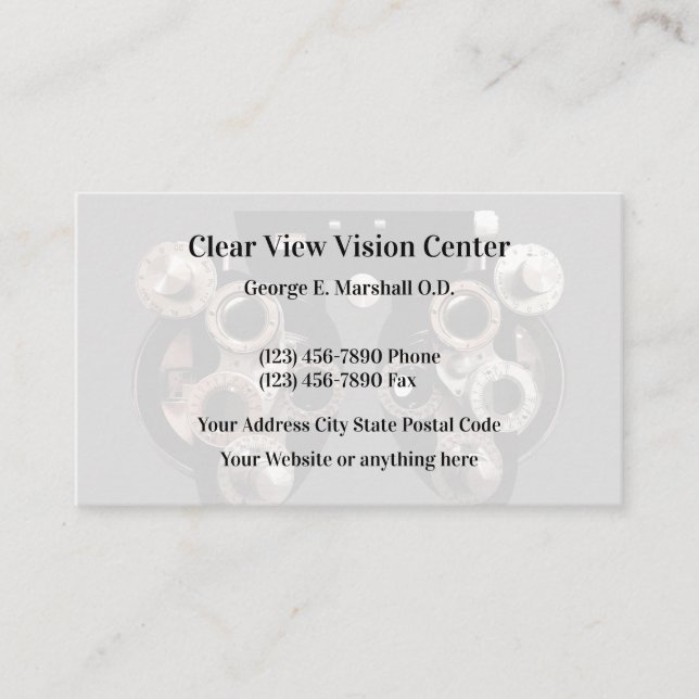 Tarjeta De Visita Simple moderno del optometrista (Anverso)