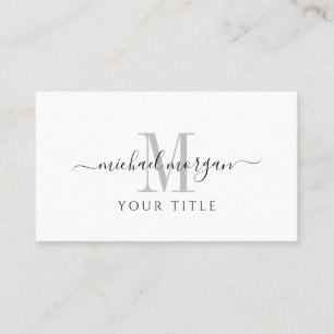 Tarjeta De Visita Simple Moderno Guión Monograma Negocio 