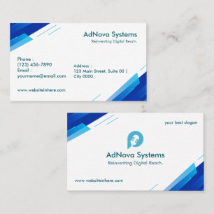 Tarjeta De Visita Simple Moderno Limpio Blanco Geométrico Azul Audaz