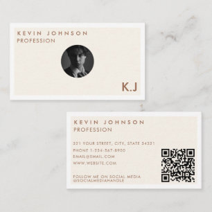 Tarjeta De Visita Simple Moderno Minimal Profesional Código QR de fo