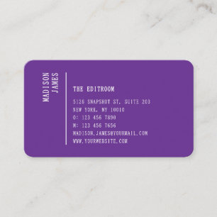 Tarjeta De Visita Simple Moderno Minimalista Código QR Morado Real