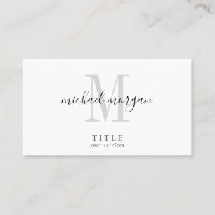 Tarjeta De Visita Simple Moderno Monograma de Letra Inicial