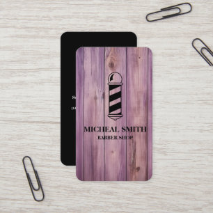 Tarjeta De Visita Simple Moderno Polo de Madera Rústica Barbería