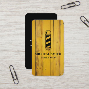 Tarjeta De Visita Simple Moderno Polo de Madera Rústica Barbería