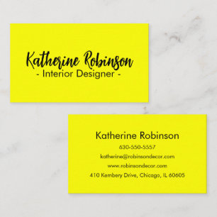 Tarjeta De Visita Simple Moderno Profesional Amarillo Neón