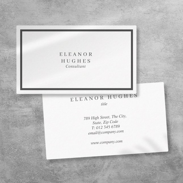 Tarjeta De Visita Simple Moderno Profesional Negro Y Blanco (Simple Modern Professional Black And White Business Card)