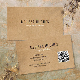Tarjeta De Visita Simple Moderno Rústico Kraft Código QR