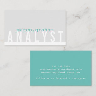 Tarjeta De Visita SIMPLE MODERNO TIPO menta gris masculina simple ve