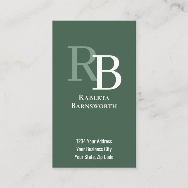 Tarjeta De Visita Simple Monogram QR Code Green | Connect with Me (Anverso)