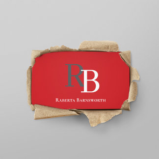 Tarjeta De Visita Simple Monogram QR Code Red | Connect with Me