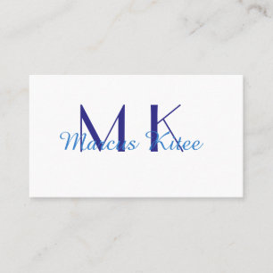 Tarjeta De Visita simple monograma de nombre personalizado azul míni