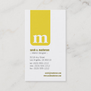 Tarjeta De Visita Simple Monograma Designer Business Card (amarillo)