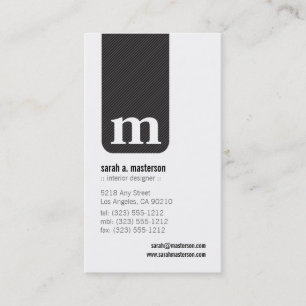 Tarjeta De Visita Simple Monograma Designer Business Card (negro)
