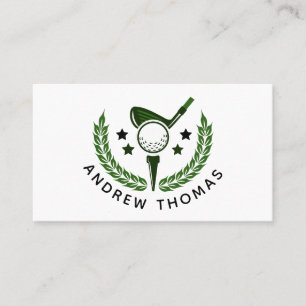 Tarjeta De Visita Simple Monograma Personalizado Nombre Golfista