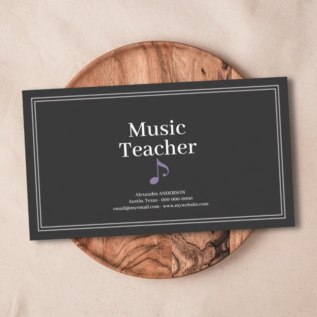Tarjeta De Visita Simple Music Teacher (Simple Music Teacher Business Card)