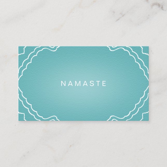 Tarjeta De Visita Simple Namaste profesora de yoga Aqua Verde azulad (Anverso)