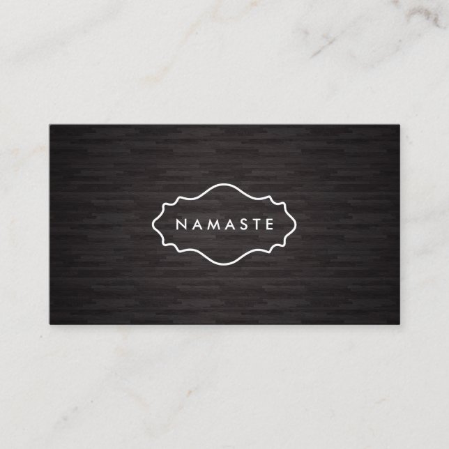 Tarjeta De Visita Simple Namaste Yoga Dark Wood Business Card (Anverso)