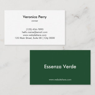 Tarjeta De Visita Simple Natural Profesional Botánico Verde Profundo