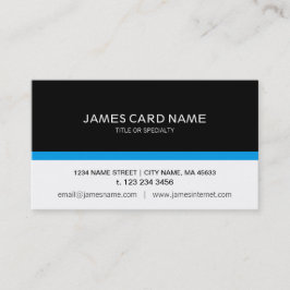Tarjeta De Visita Simple Negro / Blanco con una Línea Azul