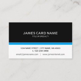 Tarjeta De Visita Simple Negro / Blanco con una Línea Azul