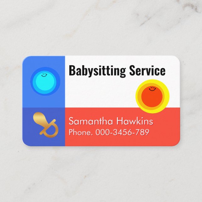 Tarjeta De Visita Simple Night and Day Babysitting Service (Anverso)