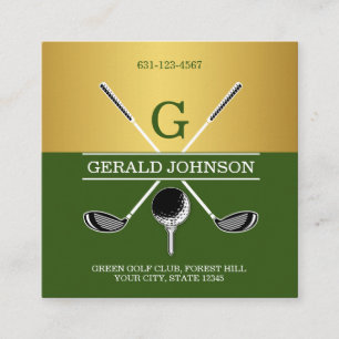 Tarjeta de visita simple para el monograma de golf