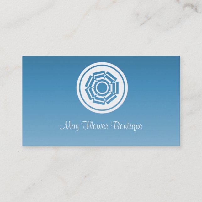 Tarjeta de visita simple para flores retro, azul (Anverso)