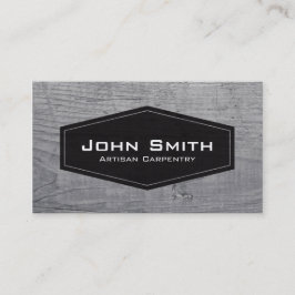 Tarjeta De Visita Simple placa negra en carpintero de madera y traba