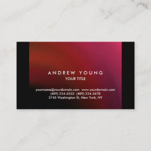 Tarjeta De Visita Simple Plano Rojo Negro Profesional Único