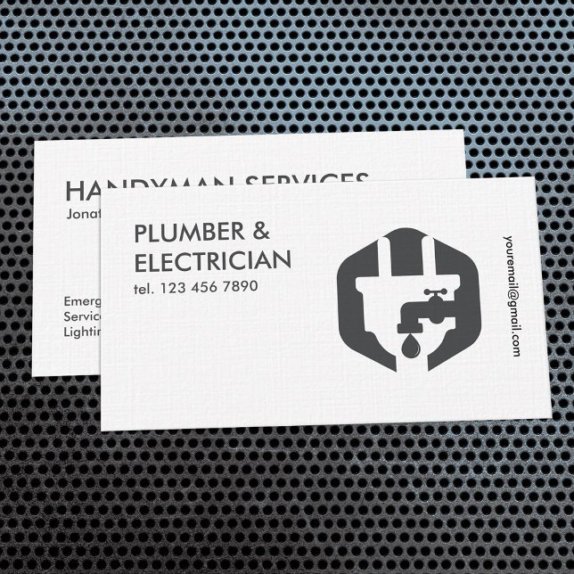 Tarjeta De Visita Simple plomero y electricidad (Plumber & Electrician Business Cards)