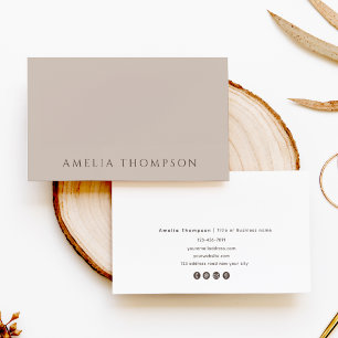 Tarjeta De Visita Simple Profesional Beige Neutro
