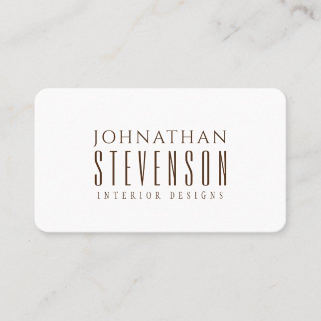 Tarjeta De Visita Simple profesional Blanco y marrón (Anverso)