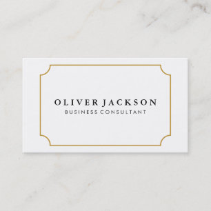Tarjeta De Visita Simple Profesional Dorado Blanco Minimalista