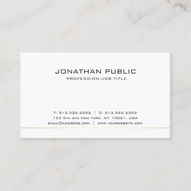 Tarjeta De Visita Simple Profesional Elegante Blanco Moderno (Anverso)